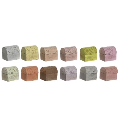 Jewelry box DKD Home Decor Multicolour Metal Mango wood 4 x 5 x 5 cm (12 Units)