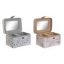 Boîte à bijoux DKD Home Decor Bleu Gris Camel Rose clair Polyuréthane Miroir 17 x 12 x 10 cm (2 Unités)