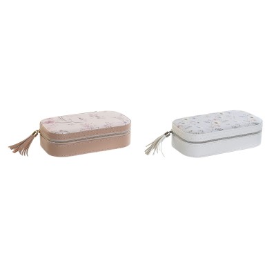 Jewelry box DKD Home Decor Blue Grey Camel Light Pink Polyurethane Mirror 18,5 x 10 x 5 cm (2 Units)