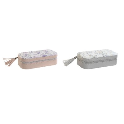 Jewelry box DKD Home Decor White Grey Lilac Light Pink Polyurethane Mirror 18,5 x 10 x 5 cm (2 Units)