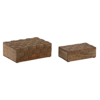 Boîte à bijoux Home ESPRIT Naturel Bois de manguier (2 Pièces)