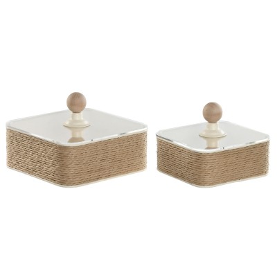 Boîte à bijoux Home ESPRIT Marron Clair Métal 16 x 16 x 11 cm (2 Pièces)