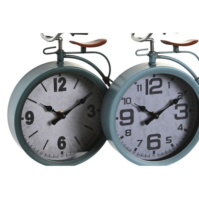 Table clock DKD Home Decor Blue Green Bicycle Vintage (2 Units)