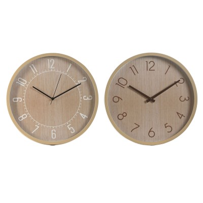 Horloge Murale Home ESPRIT Naturel PVC 40 x 4 x 40 cm (2 Unités)