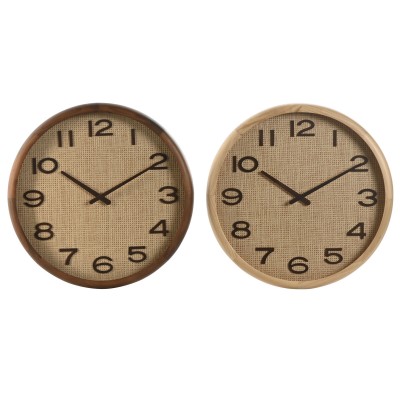 Horloge Murale Home ESPRIT Marron Naturel Bois Rotin 40 x 5 x 40 cm (2 Unités)