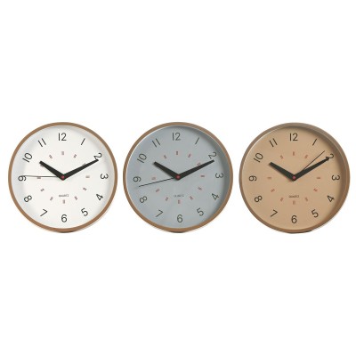 Horloge Murale Home ESPRIT Blanc Beige Gris PVC 30 x 4 x 30 cm (3 Unités)