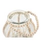 Candleholder Home ESPRIT Transparent Natural Light brown Wood Crystal 22 x 22 x 22 cm