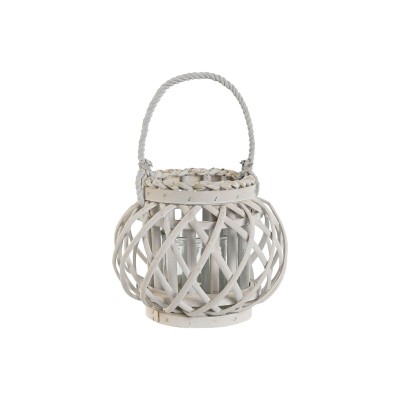 Bougeoir Home ESPRIT Blanc osier Verre 23 x 23 x 18 cm