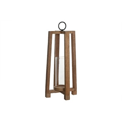 Bougeoir Home ESPRIT Marron Naturel Verre Bois de manguier 27 x 27 x 54 cm