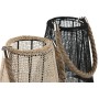 Candleholder Home ESPRIT Black Natural Crystal Rope 19 x 19 x 22 cm (2 Units)