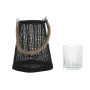 Candleholder Home ESPRIT Black Natural Crystal Rope 19 x 19 x 22 cm (2 Units)