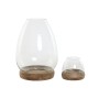 Bougeoir Home ESPRIT Marron Naturel Verre Bois de manguier 30 x 30 x 40 cm (2 Unités)