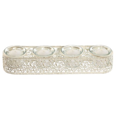 Bougeoir Home ESPRIT Crème Métal Verre 31 x 7 x 5 cm