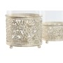 Bougeoir Home ESPRIT Crème Métal Verre 11 x 11 x 13 cm (2 Unités)
