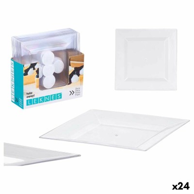 Plate set Leknes CK80668-2-T Transparent polystyrene Plastic 20,3 x 1,5 x 20,3 cm (24 Units)