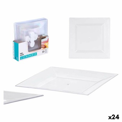 Plate set Leknes CK80668-1-T Transparent polystyrene Plastic 27,3 x 2,3 x 27,3 cm (24 Units)