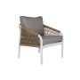 Table Set with 3 Armchairs Home ESPRIT White Natural Light grey 189 x 73 x 84 cm