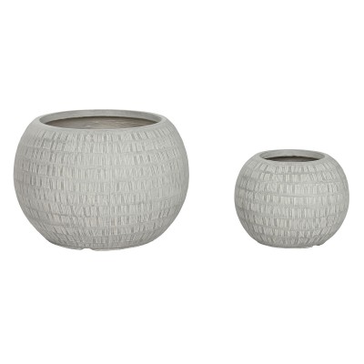Cache-pot Home ESPRIT Gris Magnésium 55 x 55 x 38 cm (2 Pièces)
