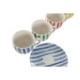 Set of 6 Cups with Plate Home ESPRIT Yellow Blue Green Coral Porcelain 240 ml