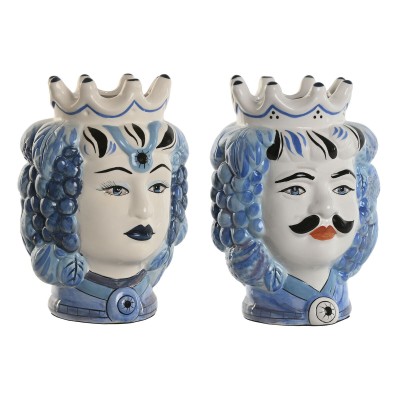 Planter Home ESPRIT Blue White Porcelain 15 x 15 x 26 cm
