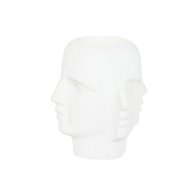Planter Home ESPRIT White Magnesium Modern Face 49 x 49 x 50 cm