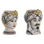 Planter Home ESPRIT Blue White Golden Porcelain 15 x 15 x 26 cm (2 Units)
