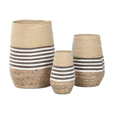 Planter Home ESPRIT Brown Bicoloured Fibre Urban 31 x 31 x 49 cm (3 Pieces)
