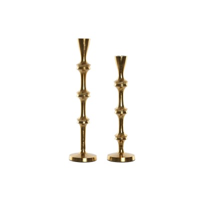 Candle Holder Home ESPRIT Golden Aluminium Modern 8 x 8 x 36 cm (2 Units)