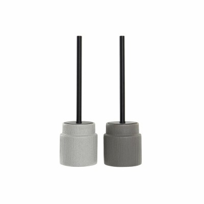 Toilet Brush DKD Home Decor Light grey Dark grey Steel Stoneware Scandi 10 x 10 x 39 cm (2 Units)