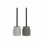 Toilet Brush DKD Home Decor Light grey Dark grey Steel Stoneware Scandi 10 x 10 x 39 cm (2 Units)
