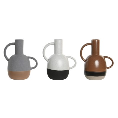 Vase DKD Home Decor White Grey Terracotta Porcelain 19,5 x 12 x 22,6 cm (3 Units)