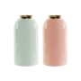 Vase DKD Home Decor Green Golden Coral Iron Lacquered 13 x 13 x 25 cm (2 Units)