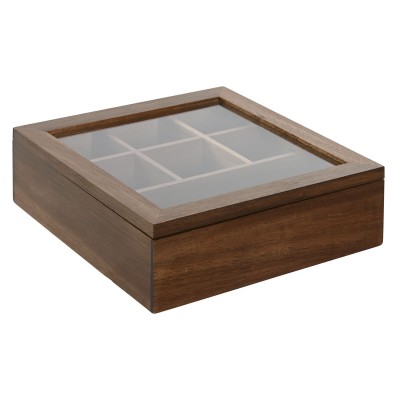 Box for Infusions Home ESPRIT Natural Crystal Acacia 20,5 x 20,5 x 6,5 cm