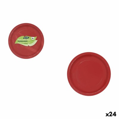 Plate set Algon Red 20 cm 10 Pieces (24 Units)