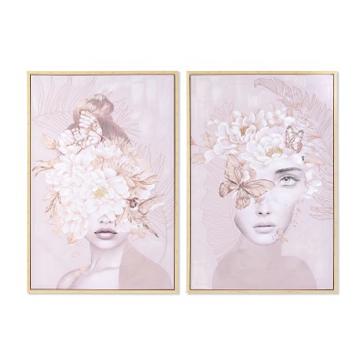Cadre DKD Home Decor Fleurs Moderne (80 x 4 x 120 cm) (2 Unités)