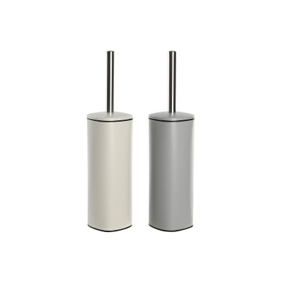 Toilet Brush DKD Home Decor Beige Grey Cream Metal Stainless steel 9,5 x 9,5 x 38,5 cm (2 Units)