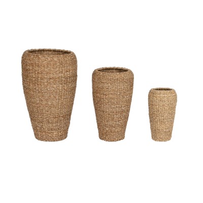 Set of Planters Home ESPRIT Natural Metal Natural Fibre Bali 43 x 43 x 70 cm (3 Pieces)