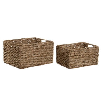 Set de basket Home ESPRIT Naturel Métal Fibre naturelle 36 x 28 x 21 cm (2 Pièces)
