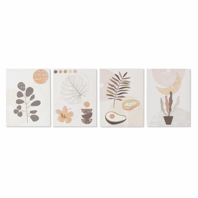 Painting DKD Home Decor S3018141 Flowers (30 x 1,8 x 40 cm) (4 Units)