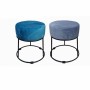 Footrest DKD Home Decor Black Grey Metal Turquoise Polyester (36 x 36 x 37 cm) (2 Units)