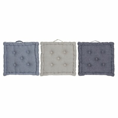 Coussin DKD Home Decor De Sol Bleu Gris Coton Blue marine (3 pcs) (38 x 38 x 8 cm)