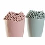 Vase DKD Home Decor Pink Turquoise Stoneware Mediterranean (2 pcs) (19 x 19 x 33 cm)
