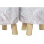 Footrest DKD Home Decor Grey PU Pinewood Tropical (30 x 30 x 30 cm) (2 Units) (30 x 30 x 32 cm)