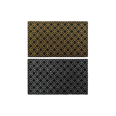 Paillasson DKD Home Decor Argenté Noir Doré Caoutchouc Arabe 2 Unités (75 x 45 x 0,5 cm)