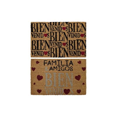 Paillasson DKD Home Decor Rouge Noir Marron Caoutchouc 2 Unités Urbaine Fibres de coco (60 x 40 x 1,5 cm)