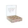 Boîte pour infusions DKD Home Decor Verre Métal Multicouleur Bois MDF (24,5 x 24,5 x 6 cm) (2 Unités)