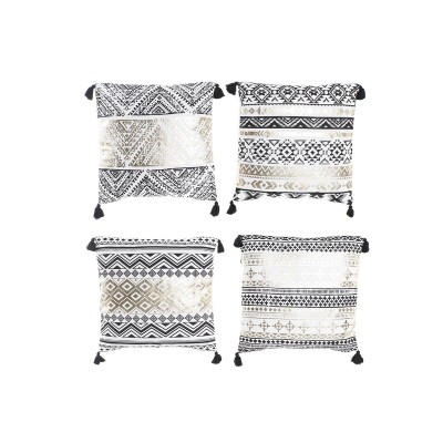Coussin DKD Home Decor Noir Doré Polyester Coton Aluminium Arabe (45 x 10 x 45 cm) (4 Unités)