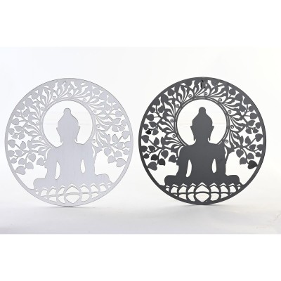 Décoration murale DKD Home Decor Métal Buda Oriental (2 Unités) (40 x 1 x 40 cm)