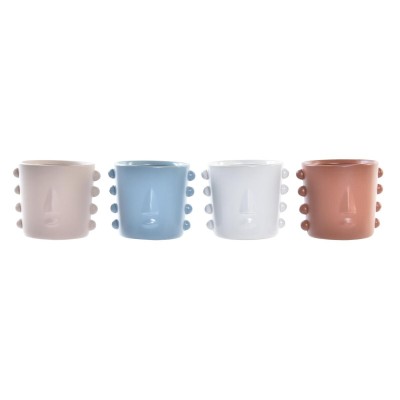 Planter DKD Home Decor Face Stoneware (15 x 13 x 12,5 cm) (4 Units)