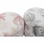 Footrest DKD Home Decor Grey Golden Wood Polyester Coral Tropical Leaf of a plant (35 x 35 x 35 cm) (2 Units)